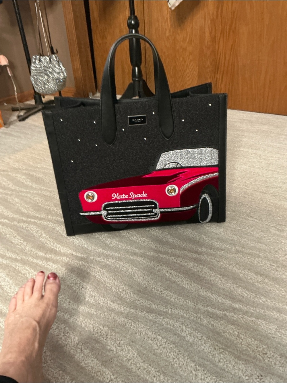 Kate Spade Manhattan Vintage Car Embellished Large Tote Rare - Picture 4 of 11